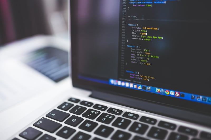 Programming code on a computer screen